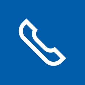 Icon Telefon in weiß in blauem Quadrat