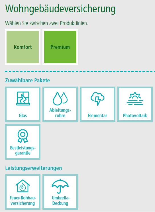 Produktlinien der Wohngebäudeversicherung